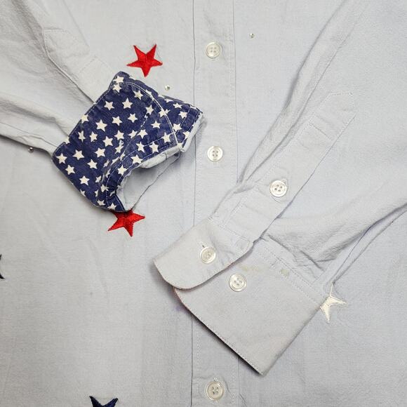 The Quacker Factory Red White & Blue Women's Button-Up Embroidered Stars Small - Picture 8 of 9